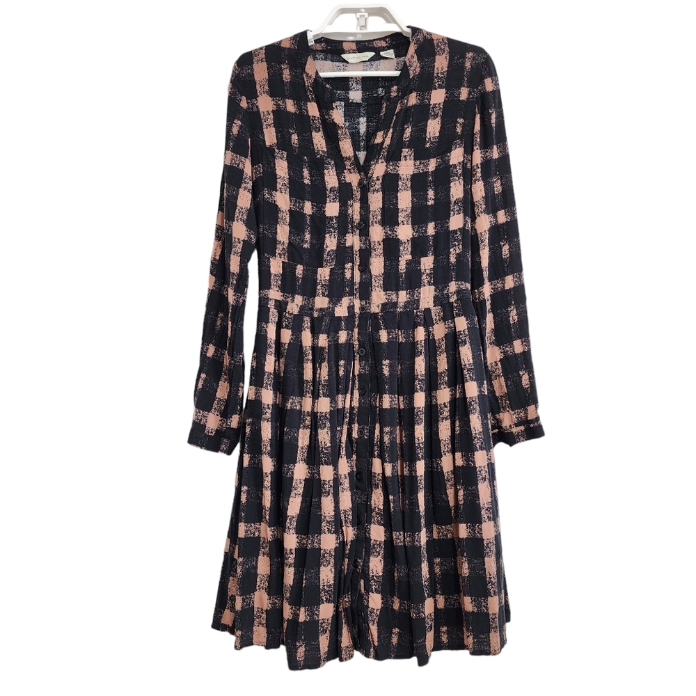 Anthropologie 11:1 Tylho Checkered Shirt Dress Button Down Above Knee Plaid